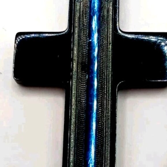 Mens Wallet Or Pants Single Layer With Black + Blue Metal Cross -20" - Picture 9 of 9